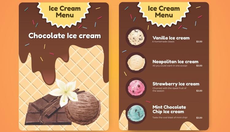 فایل آماده منو بستنی و آبمیوه فروشی – Menu Template Ice Cream
