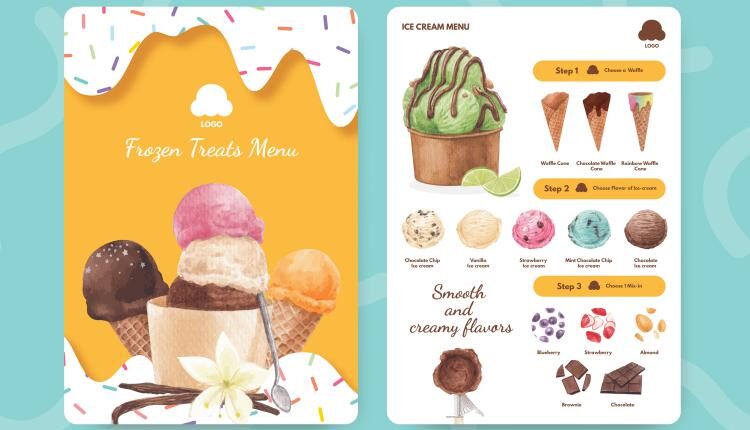 فایل آماده منو بستنی و آبمیوه فروشی – Menu Template Ice Cream