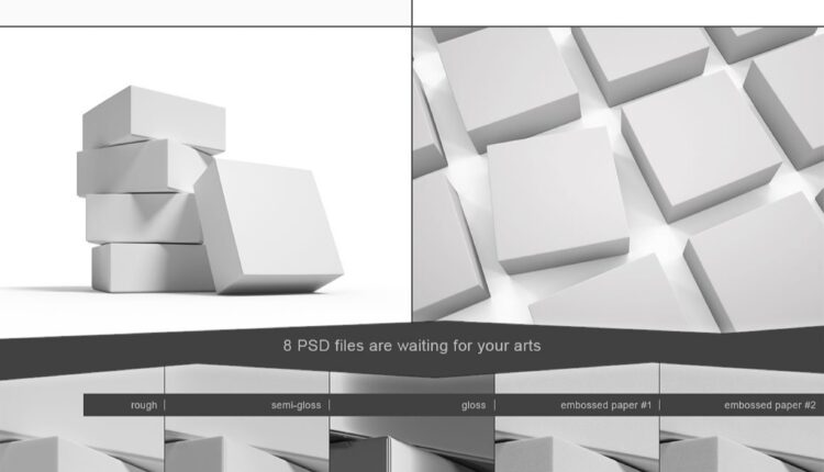 موکاپ جعبه متالایز نقره ای – Square Box Mockup Set