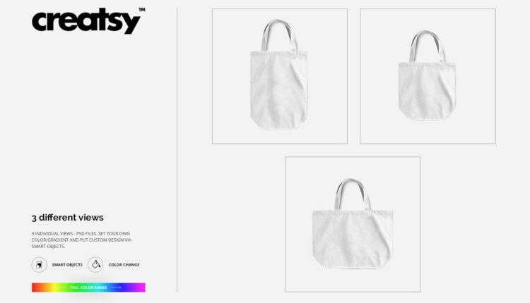 موکاپ کیسه پارچه ای خرید – Shopper Canvas Bag Mockup Set