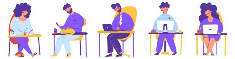 فایل وکتور تصویرسازی دورکاری  – Remote Office Illustration