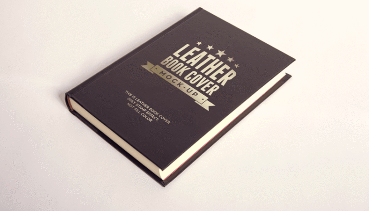 موکاپ جلد طلاکوب شومیز کتاب –Leather Book Cover Mock Up