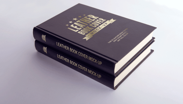 موکاپ جلد طلاکوب شومیز کتاب –Leather Book Cover Mock Up