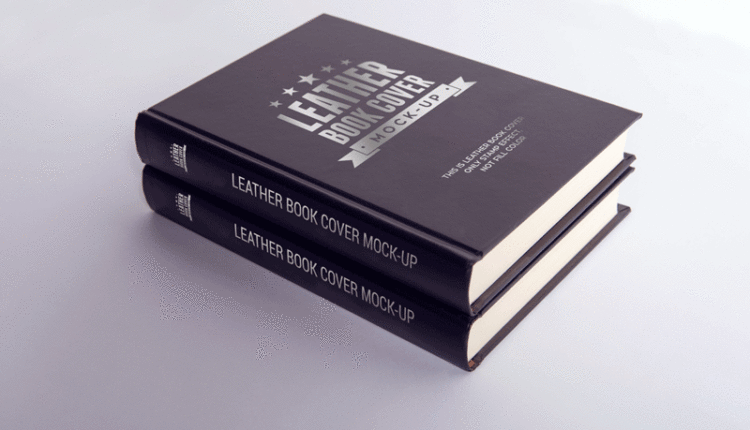 موکاپ جلد طلاکوب شومیز کتاب –Leather Book Cover Mock Up