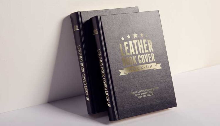 موکاپ جلد طلاکوب شومیز کتاب –Leather Book Cover Mock Up