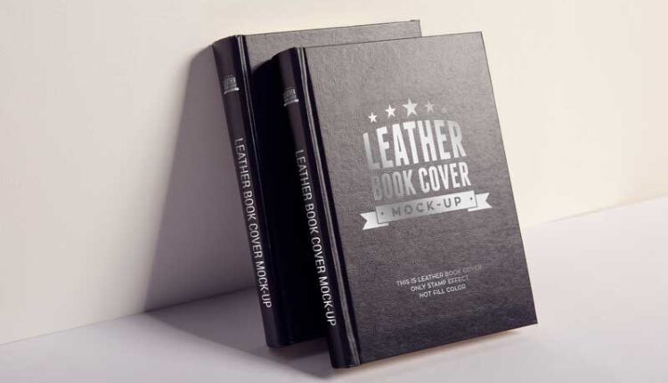موکاپ جلد طلاکوب شومیز کتاب –Leather Book Cover Mock Up